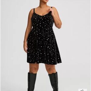 Mini Velvet Foil Print Sleeveless Dress